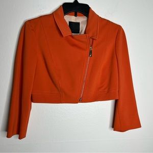 Pinko Cropped Orange Jacket Sz 6 Zipper